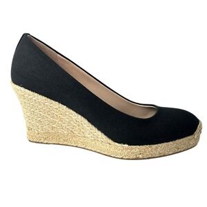 J.‎ Crew Seville Espadrille Wedge Heels Classic Canvas Black Wedges Shoes Size 7
